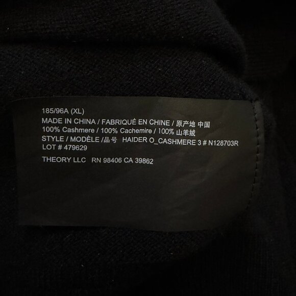 Theory Men’s Cashmere Crewneck Sweater Black Size XL - Picture 6 of 8